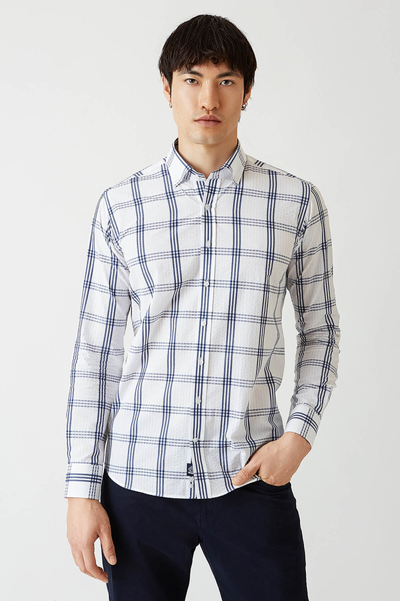 Regular Fit Lacivert Paşa Yaka Spor Erkek Gömlek