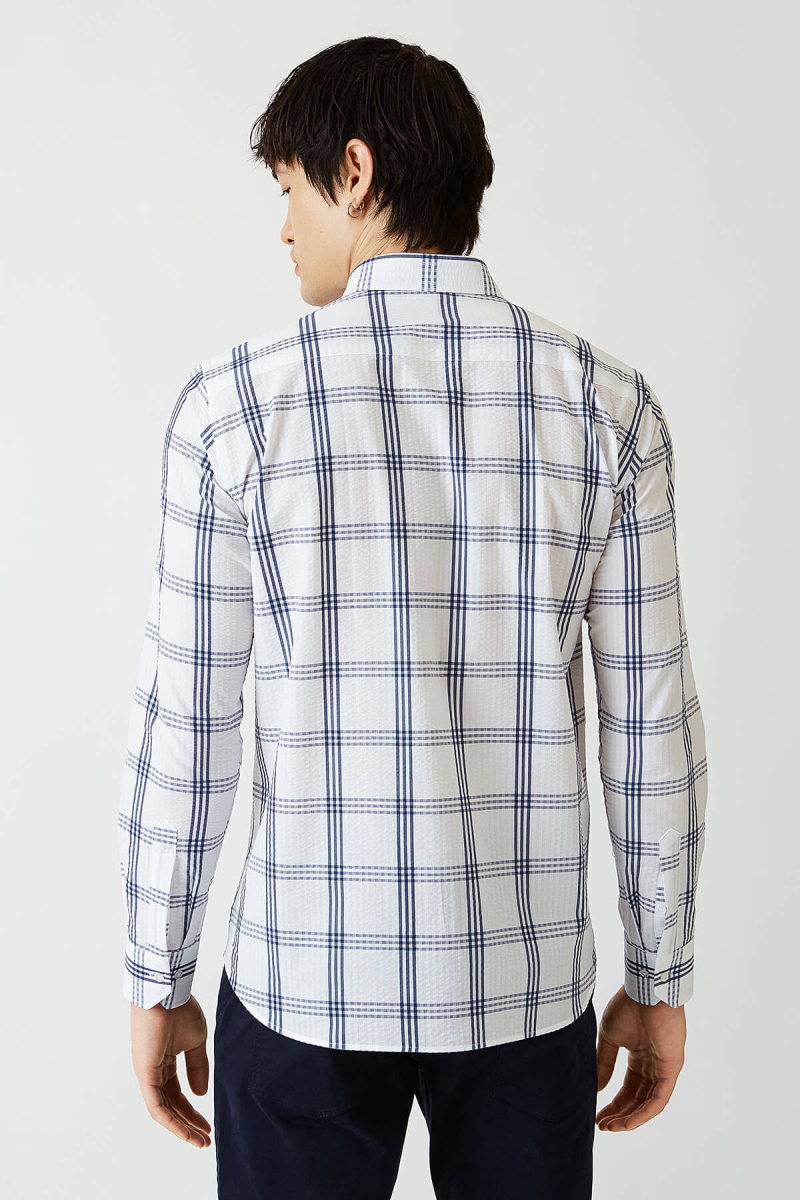 Regular Fit Lacivert Paşa Yaka Spor Erkek Gömlek (1)