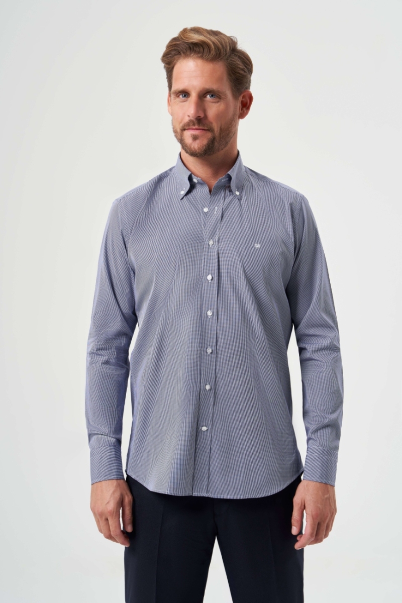 Regular Fit Lacivert Spor Basic Erkek Gömlek