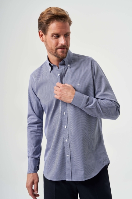 Regular Fit Lacivert Spor Basic Erkek Gömlek - 4