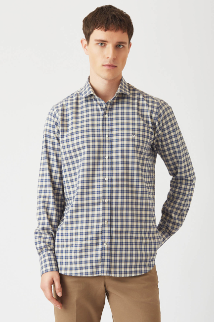 Regular Fit Lacivert Spor Erkek Gömlek 