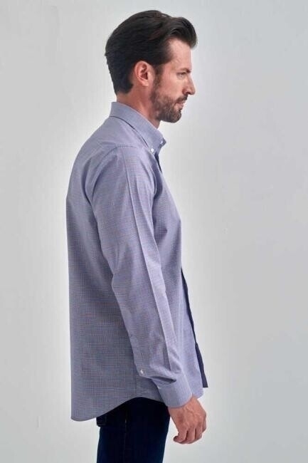 Regular Fit Lacivert Uzun Kollu Spor Erkek Gömlek - 5