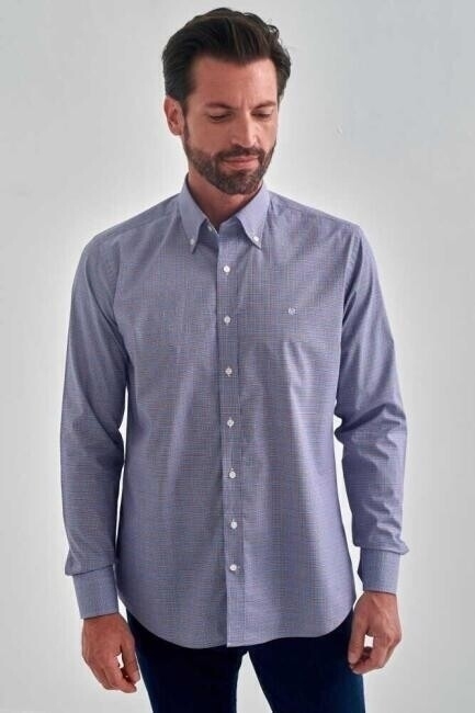 Regular Fit Lacivert Uzun Kollu Spor Erkek Gömlek - 6