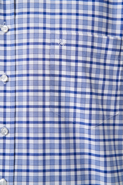 Regular Fit Lacivert Yazlık Ekose Paşa Yaka Spor Erkek Gömlek - 3