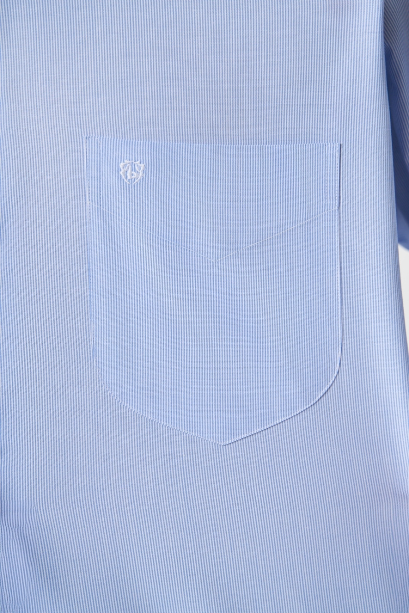 Regular Fit Mavi Basic Klasik Erkek Gömlek - 3