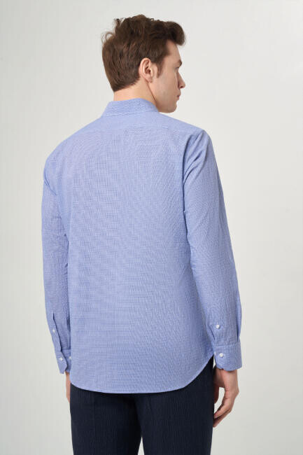 Regular Fit Mavi Basic Spor Erkek Gömlek (1)
