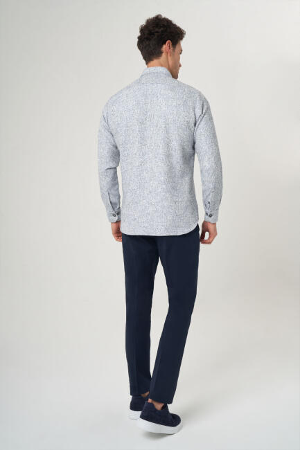 Regular Fit Mavi Flanel Erkek Gömlek - 2