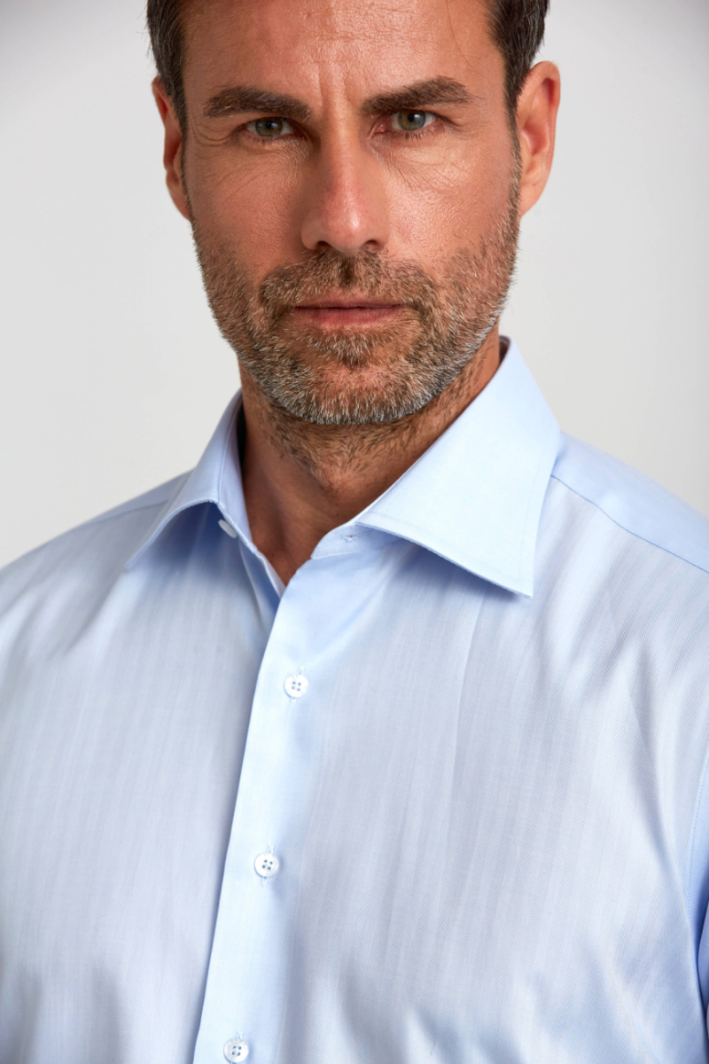 Regular Fit Mavi Klasik Pamuk Erkek Gömlek - 4