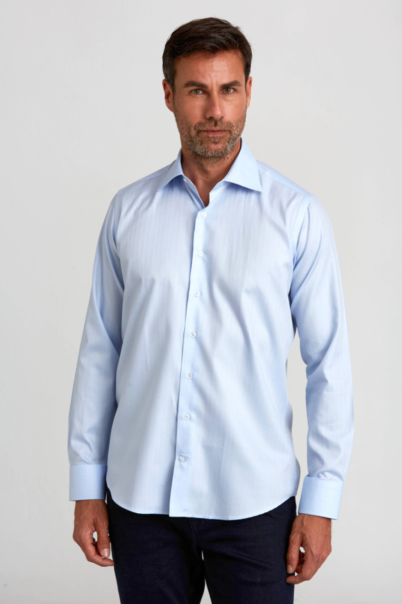 Regular Fit Mavi Klasik Pamuk Erkek Gömlek
