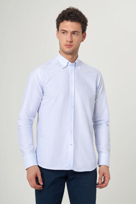 Regular Fit Blue Sport Men's Shirt - 4