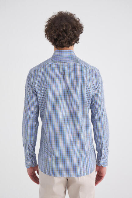 Regular Fit Mavi Paşa Yaka Spor Erkek Gömlek - 2