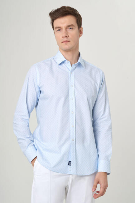 Regular Fit Mavi Spor Erkek Gömlek