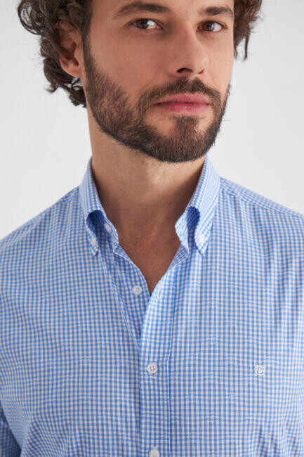 Regular Fit Blue Sport Men's Shirt - 3