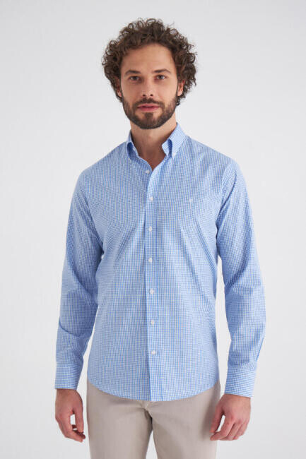 Regular Fit Blue Sport Men's Shirt - 4