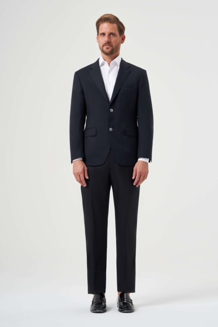 Regular Fit Mono Collar Drop 6 Navy Blue Men's Suit