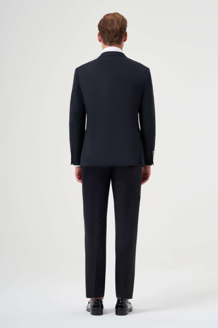 Regular Fit Mono Collar Drop 6 Navy Blue Men's Suit (1)