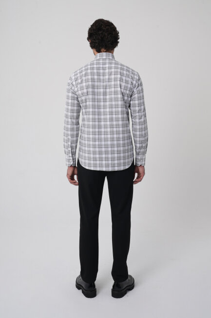 Regular Fit Pamuk Gri Erkek Gömlek - 5