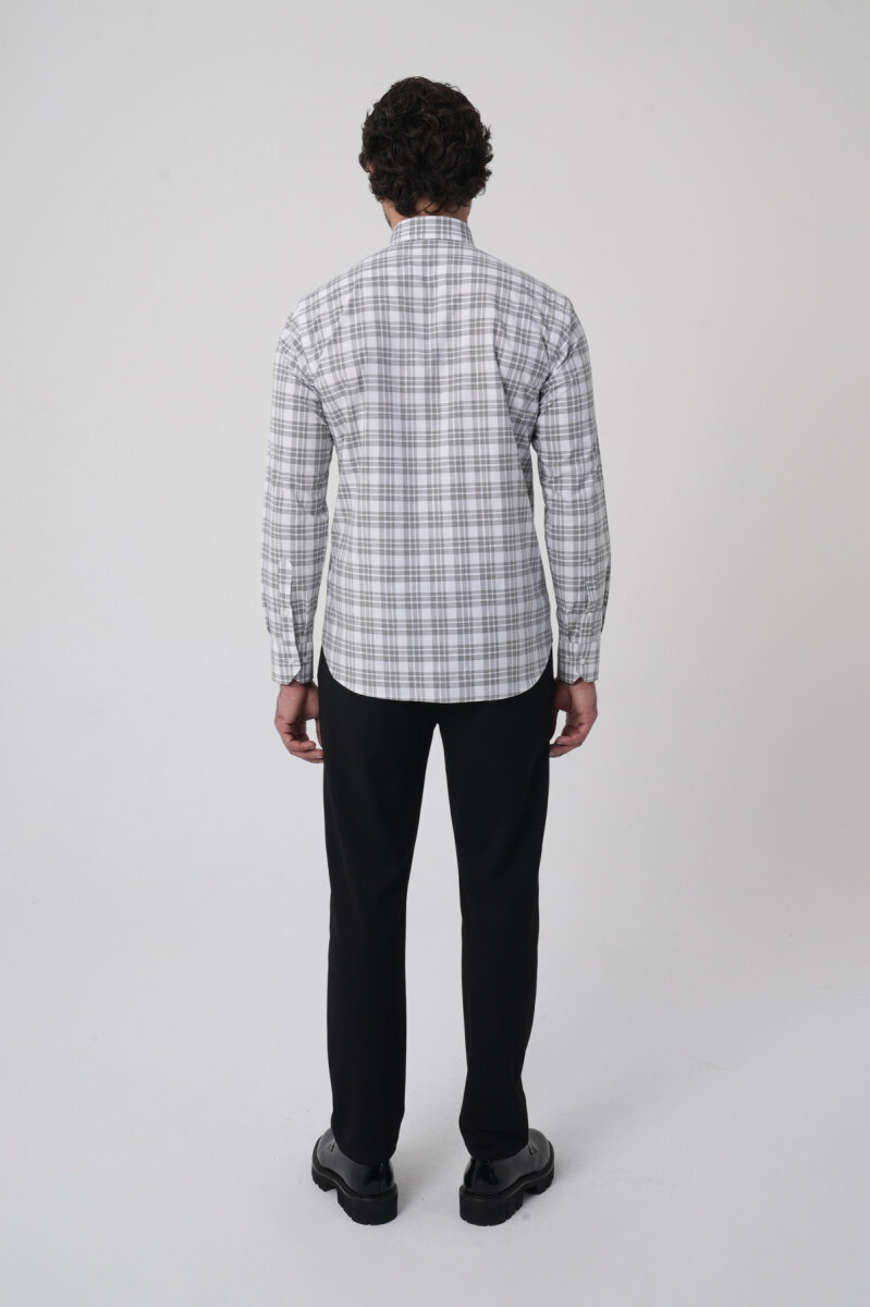 Regular Fit Pamuk Gri Erkek Gömlek - 5