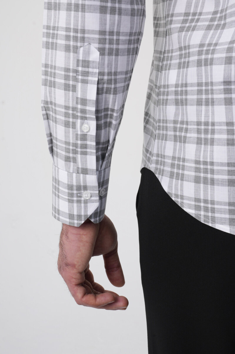 Regular Fit Pamuk Gri Erkek Gömlek - 7