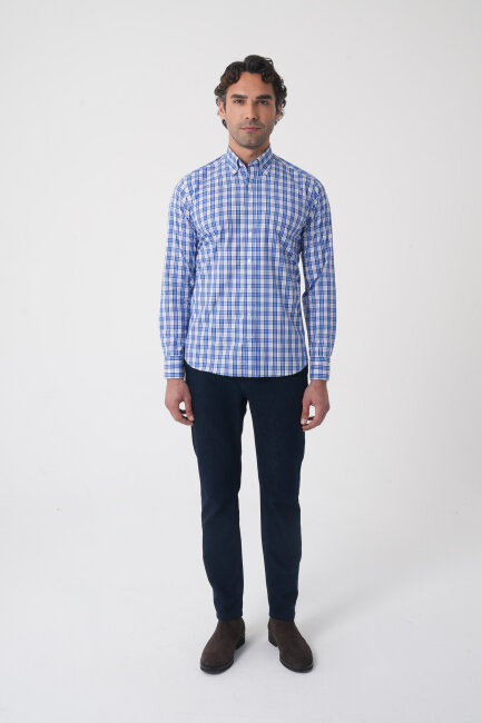 Regular Fit Pamuk Koyu Mavi Erkek Gömlek - 2