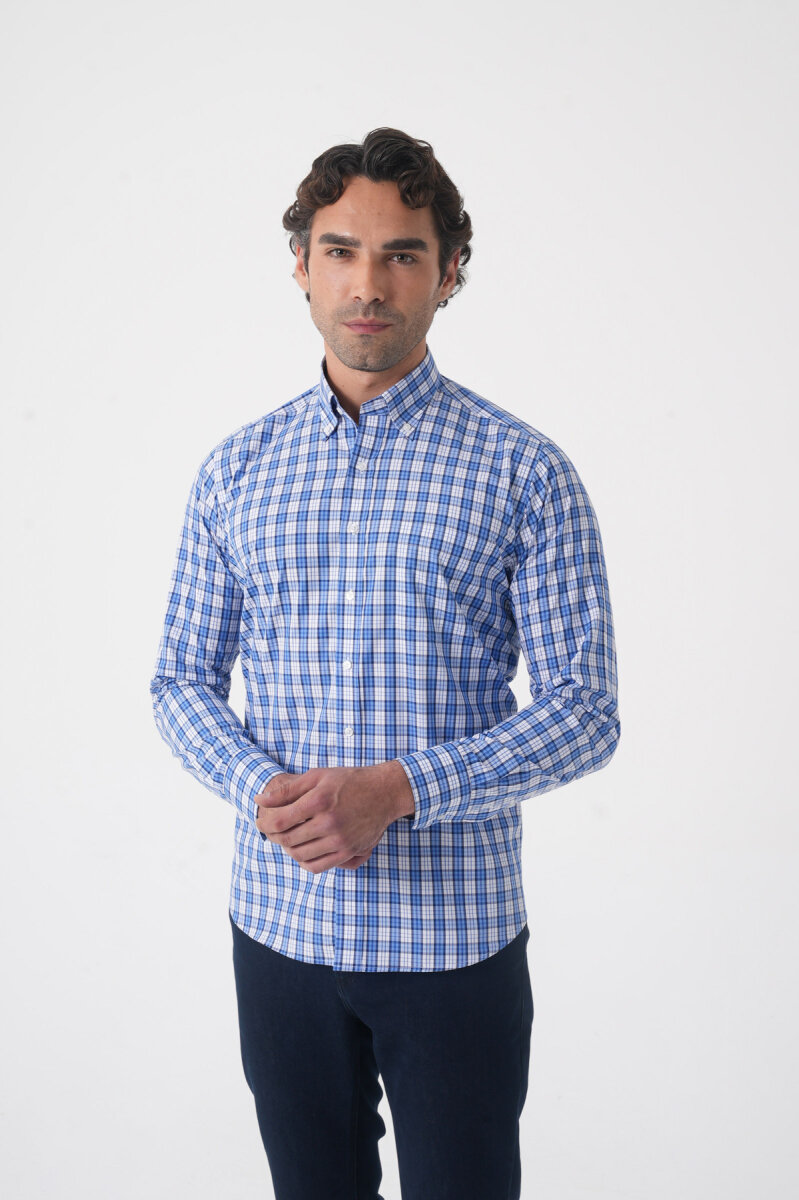 Regular Fit Pamuk Koyu Mavi Erkek Gömlek