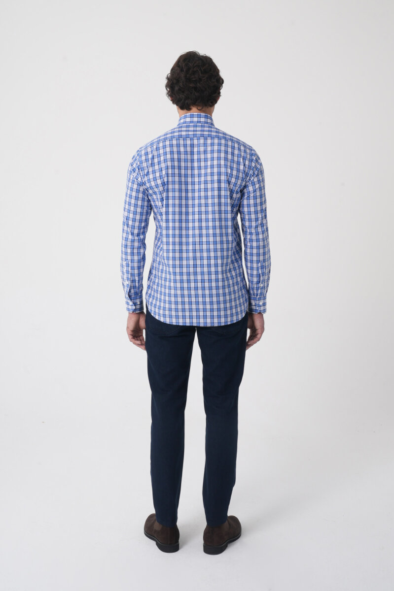 Regular Fit Pamuk Koyu Mavi Erkek Gömlek - 4