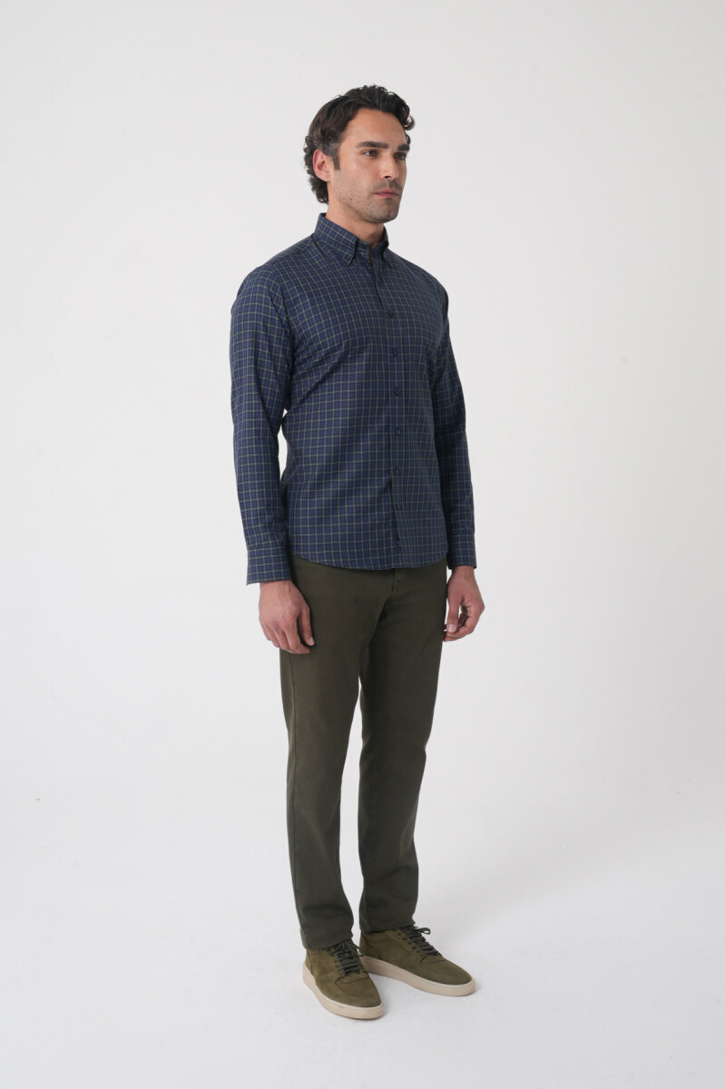 Regular Fit Pamuk Lacivert Erkek Gömlek - 4