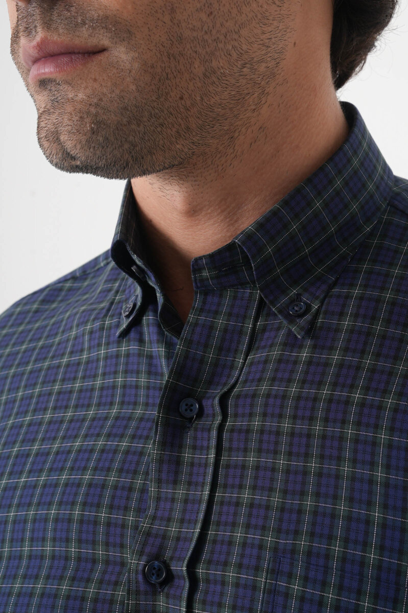 Regular Fit Pamuk Lacivert Erkek Gömlek - 6