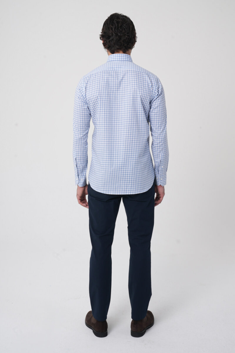 Regular Fit Pamuk Mavi Erkek Gömlek - 5