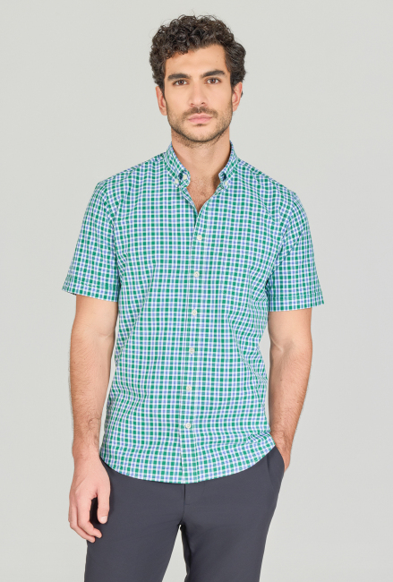 Regular Fit Paşa Yaka Pamuk Yeşil Erkek Gömlek - 2