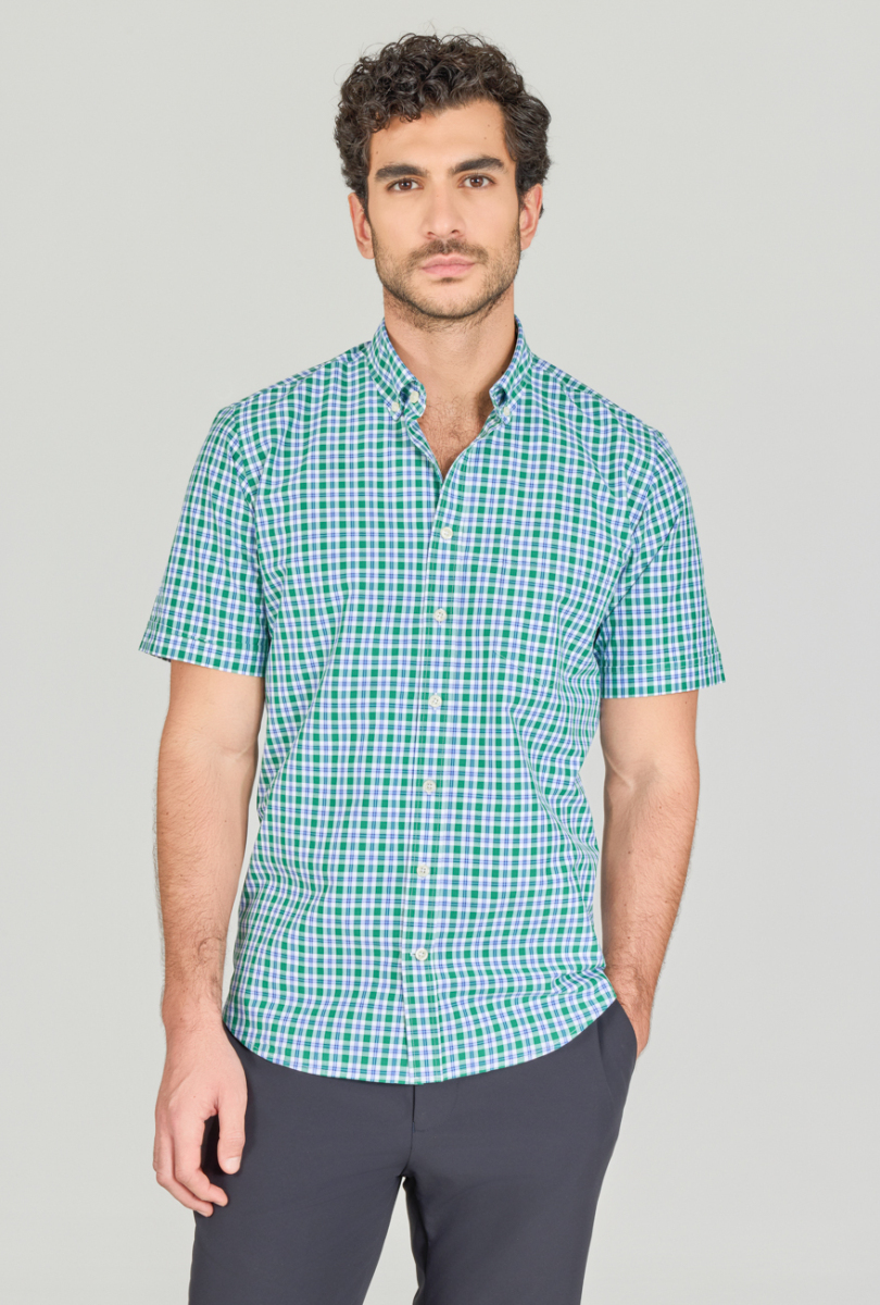 Regular Fit Paşa Yaka Pamuk Yeşil Erkek Gömlek (1)