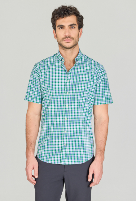 Regular Fit Paşa Yaka Pamuk Yeşil Erkek Gömlek - 1