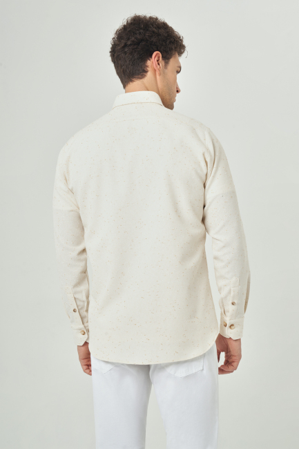 Regular Fit Paşa Yaka Bej Spor Erkek Gömlek - 2