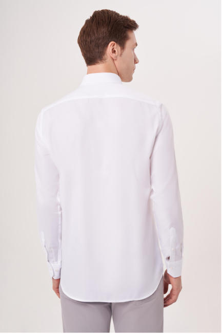 Regular Fit Paşa Yaka Beyaz Erkek Gömlek - 2