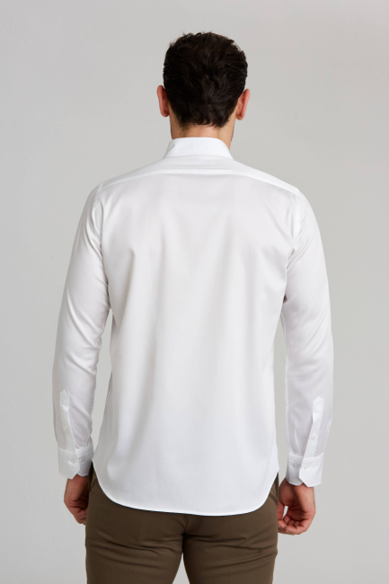 Regular Fit Paşa Yaka Beyaz Spor Basic Erkek Gömlek - 2