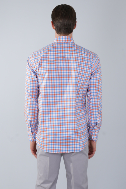 Regular Fit Paşa Yaka Cepsiz Turuncu Pamuk Erkek Gömlek (1)