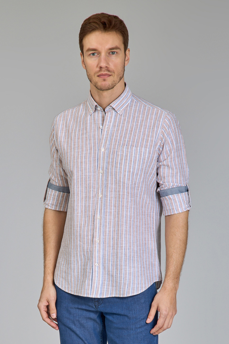 PASHA COLLAR REGULAR FIT UK SHIRT T. POCKET BROWN (1)