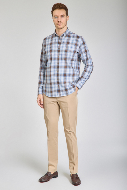 PASHA COLLAR BUTTONED REGULAR FIT UK SHIRT BROWN (1)