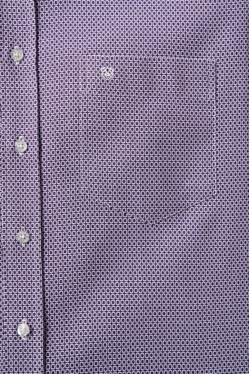 Regular Fit Paşa Yaka Desenli Pamuk Lila Erkek Gömlek - 3