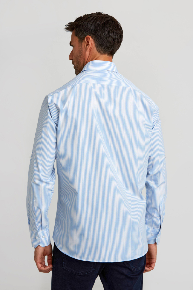 Regular Fit Paşa Yaka Düğmeli Açık Mavi Pamuk Erkek Gömlek (1)