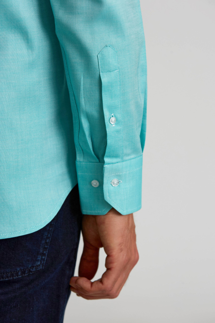 Regular Fit Paşa Yaka Düğmeli Haki Pamuk Erkek Gömlek - 3