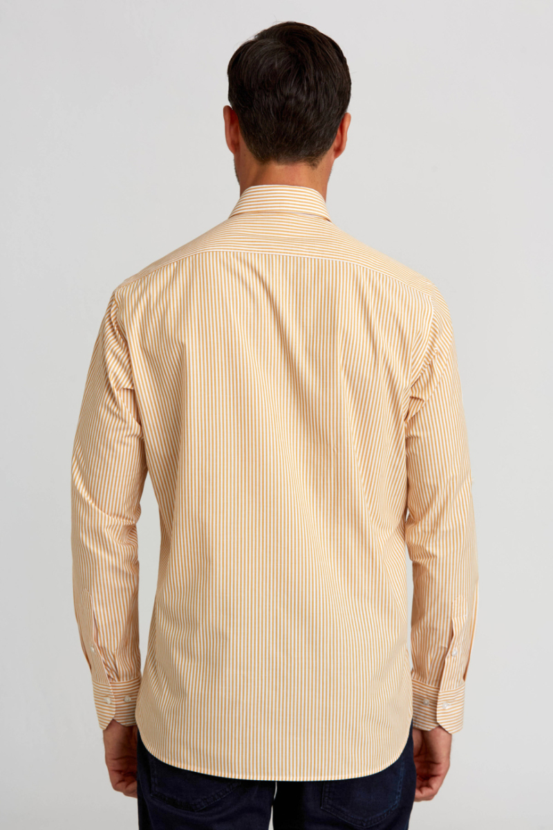 Regular Fit Paşa Yaka Düğmeli Hardal Pamuk Erkek Gömlek (1)