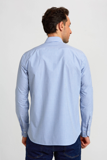 Regular Fit Pasha Collar Blue Men's Shirt (1)