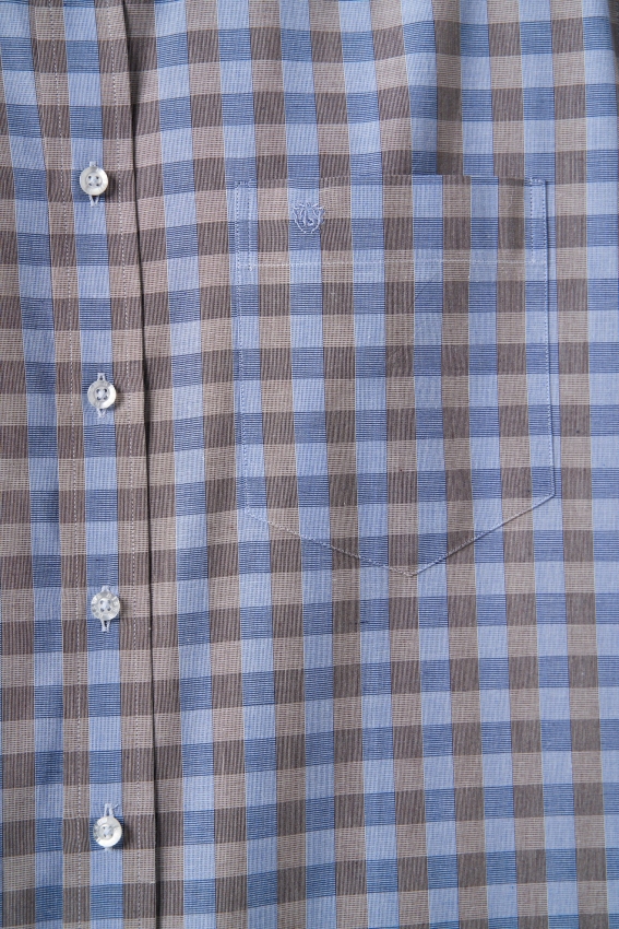 Regular Fit Paşa Yaka Ekoseli Açık Kahve Erkek Gömlek - 3