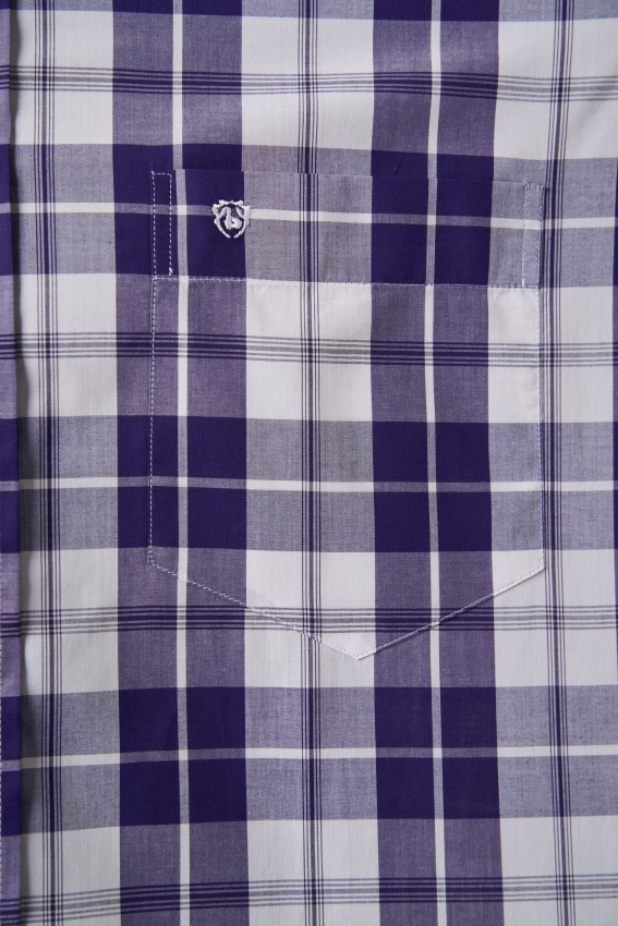 Regular Fit Paşa Yaka Ekoseli Lila Erkek Gömlek - 3