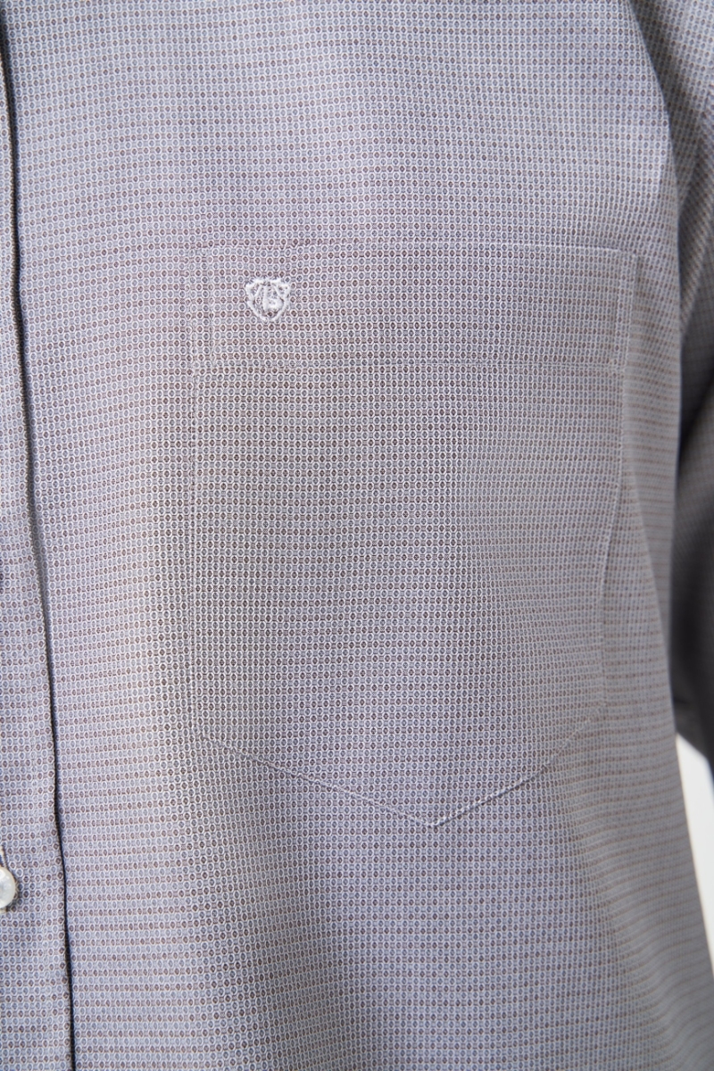 Regular Fit Paşa Yaka Gri Spor Erkek Gömlek - 3