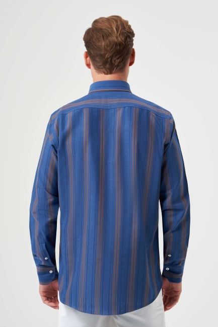 Regular Fit Paşa Yaka Kahve Basic Erkek Gömlek - 2