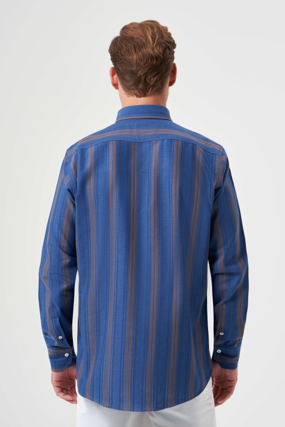 Regular Fit Paşa Yaka Kahve Basic Erkek Gömlek (1)