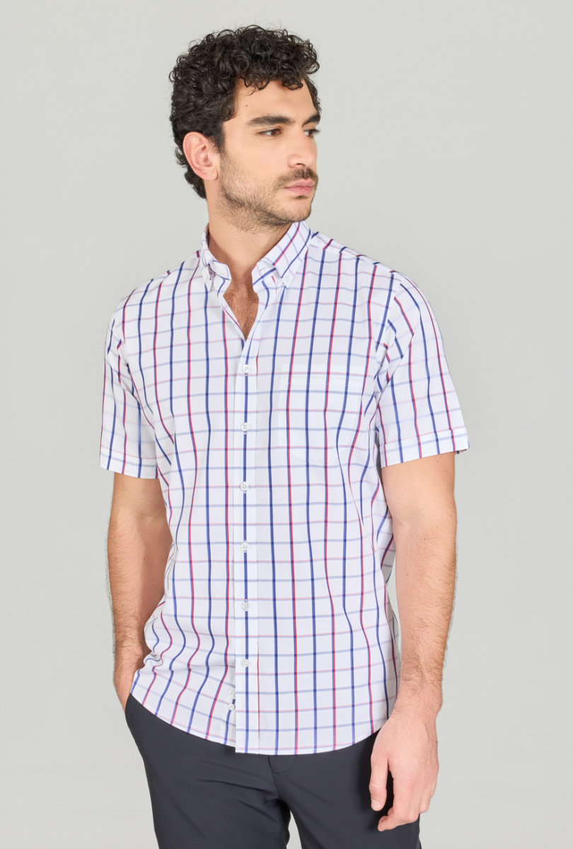 Regular Fit Paşa Yaka Kırmızı Pamuk Erkek Gömlek - 3