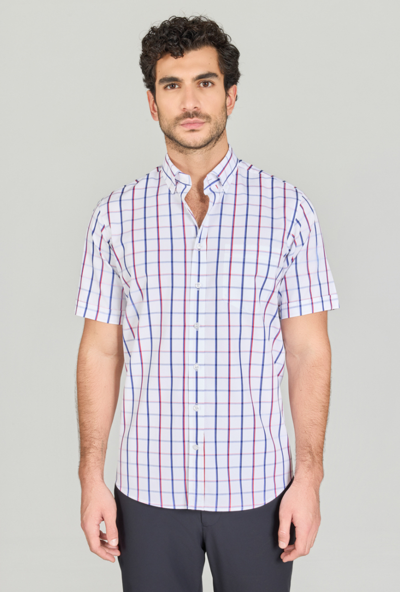 Regular Fit Paşa Yaka Kırmızı Pamuk Erkek Gömlek